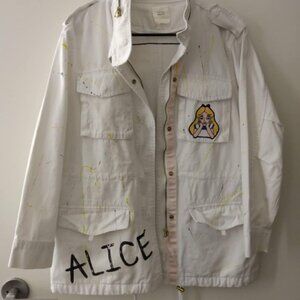 Alice in Wonderland White Denim Trucker Jacket Size Medium
